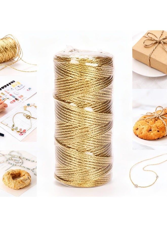 100M/328 Feet Gold String Twine for Crafts Decorative Metallic Bakers String Bakers Twine Glitter Gold Cord for Crafting Decorative Wrapping String for DIY Crafts Presents Gift Wrapping - Image 2
